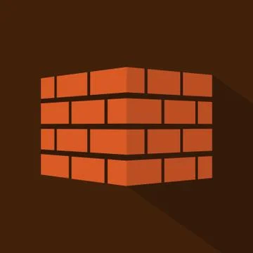 Bricks icon with long shadow. Bricks logo. isolated on background. Vector ill Stock Illustration