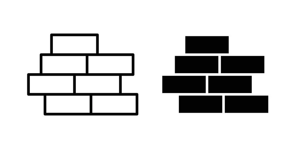 Bricks icon set modern line and solid style collection. Stock Illustration