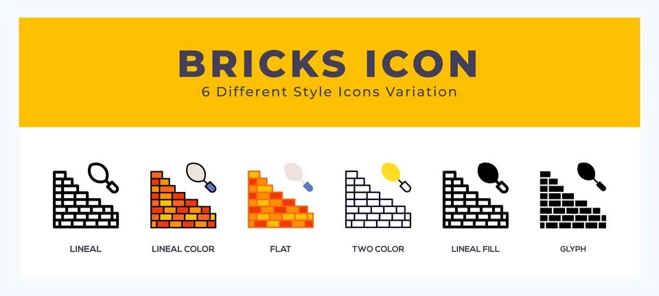 Bricks icons set of simple vector illustration. Stock Illustration