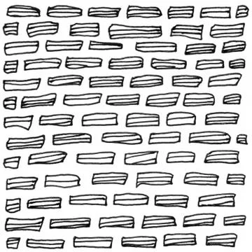 Bricks ink texture background. Vintage black and white illustration strone wa Stock Illustration
