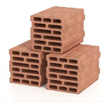Bricks isolated on white background. 3D illustration Illustrazione stock