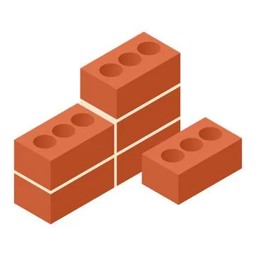 Bricks isometric 3d icon Stock Illustration