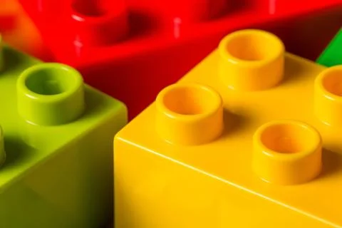 Bricks of kid constructor toy closeup Foto stock