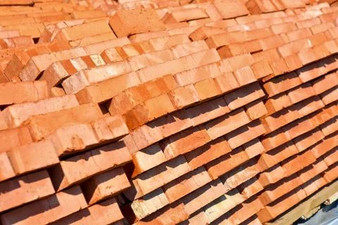 Bricks laid in pallets Stock Photos