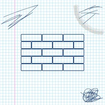 Bricks line sketch icon isolated on white background. Vector Illustration Stock Illustration