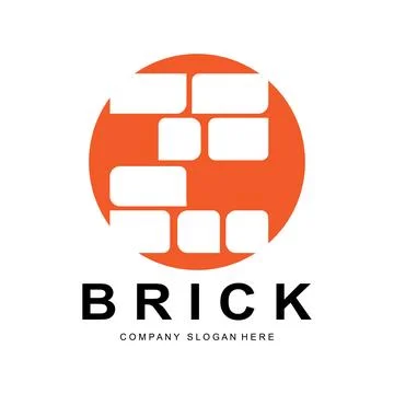 Bricks Logo Design, Material Stone Illustration Vector, Building Constructi.. Ilustración de archivo