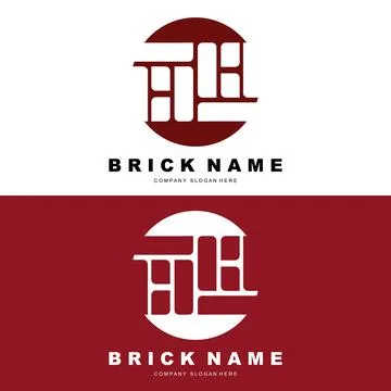 Bricks Logo Design, Material Stone Illustration Vector, Building Constructi.. Stock Illustration