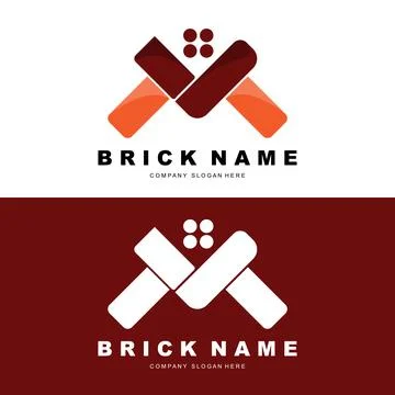 Bricks Logo Design, Material Stone Illustration Vector, Building Constructi.. Ilustración de archivo