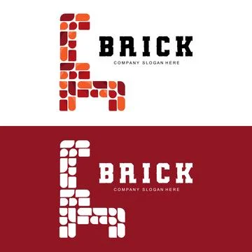 Bricks Logo Design, Material Stone Illustration Vector, Building Constructi.. Ilustración de archivo
