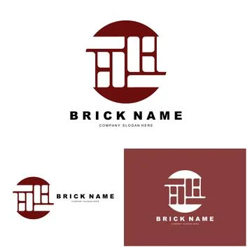 Bricks Logo Design, Material Stone Illustration Vector, Building Constructi.. Ilustración de archivo