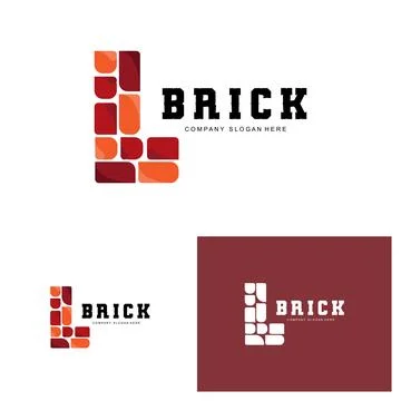 Bricks Logo Design, Material Stone Illustration Vector, Building Constructi.. Ilustración de archivo