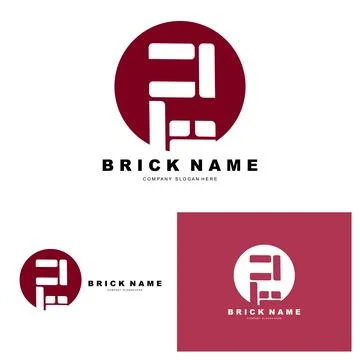 Bricks Logo Design, Material Stone Illustration Vector, Building Constructi.. Ilustración de archivo