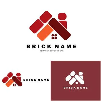 Bricks Logo Design, Material Stone Illustration Vector, Building Constructi.. Ilustración de archivo