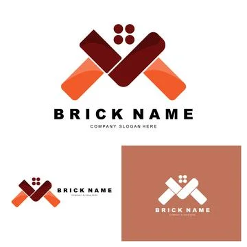 Bricks Logo Design, Material Stone Illustration Vector, Building Constructi.. Ilustración de archivo