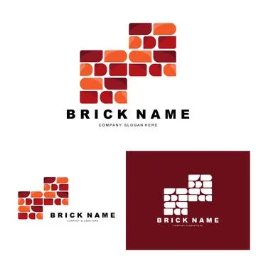 Bricks Logo Design, Material Stone Illustration Vector, Building Constructi.. Ilustración de archivo