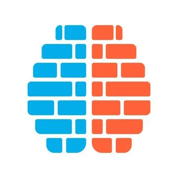 Bricks make up the human brain, representing technology and science Stock-Illustration