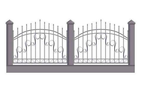 Bricks or stone protect gates with metal plating, protective timber entrance Stock Illustration