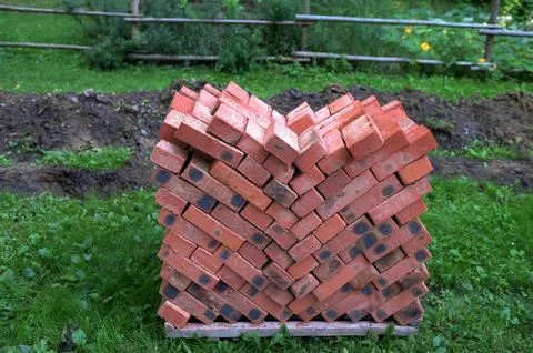 Bricks Packed On Pallets Stock Photos