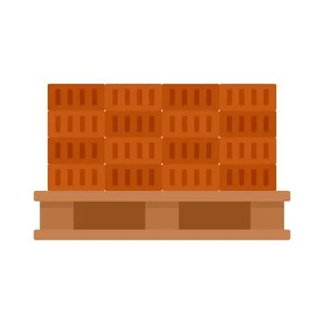 Bricks on pallet icon flat isolated Stock Illustration