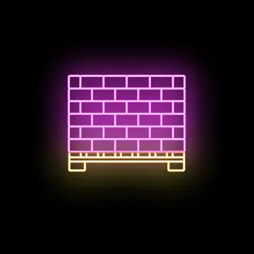 Bricks on pallet neon icon construction materials Stock Illustration