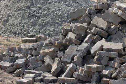 Bricks for pavement building construction Stock Photos
