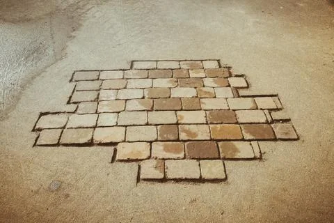 Bricks in the pavement 写真素材