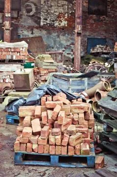 Bricks in scrap yard Foto stock