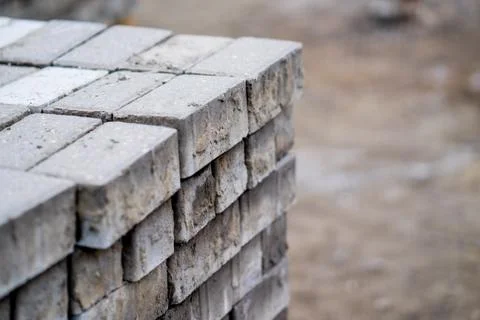 Bricks for sidewalk sweeping Stock Photos