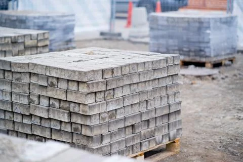 Bricks for sidewalk sweeping Foto stock