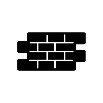 Bricks simple vector icon. Black and white illustration of brick. Solid linear Stock Illustration