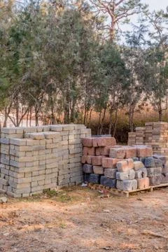 Bricks stacked neatly 写真素材