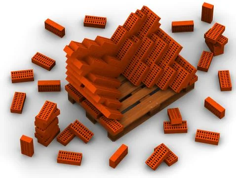 Bricks stacked on pallet Stock Illustration