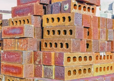 Bricks Stacked in Rows Stock Photos