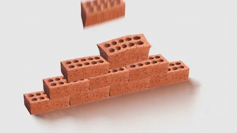 Bricks stacked into a wall Stock Footage 208953475