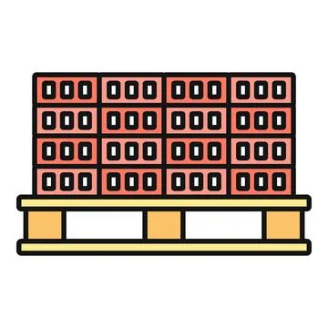 Bricks stacked on wooden pallet for construction icon 库存插图