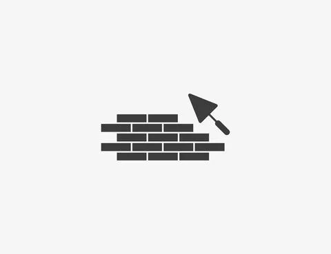 Bricks, trowel, wall, work icon. Vector illustration. Illustrazione stock