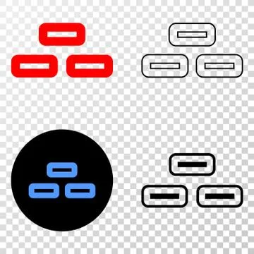 Bricks Vector EPS Icon with Contour Version Stock Illustration