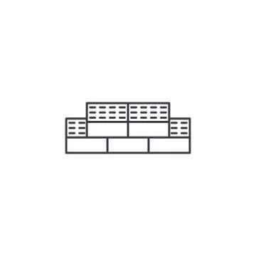 Bricks vector line icon, sign, illustration on background, editable strokes Illustrazione stock