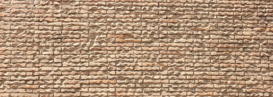 Bricks wall background texture, beige, yellow color, cement, clay. Vintage wa Stock Photos