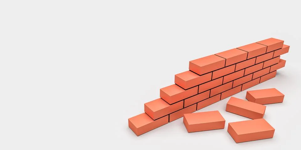 Bricks wall with blank background. Construction building industry Ilustración de archivo