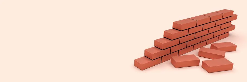 Bricks wall with blank copy space background. Construction concept Stock Illustration