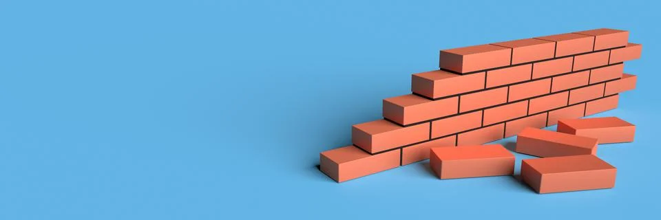 Bricks wall with blank copy space background. Construction concept 스톡 사진