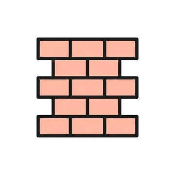 Bricks, wall, brickwork flat color line icon. Stock Illustration