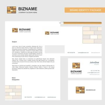 Bricks wall  Business Letterhead, Envelope and visiting Card Design vector te Stock Illustration