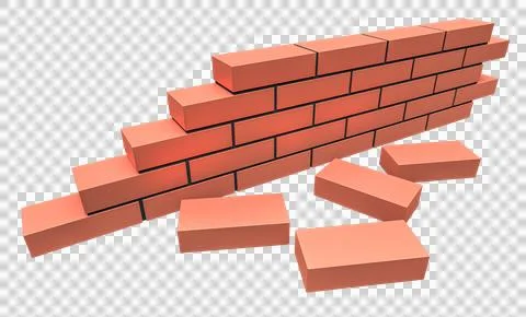 Bricks wall. Construction building industry concept. Isolated Ilustración de archivo