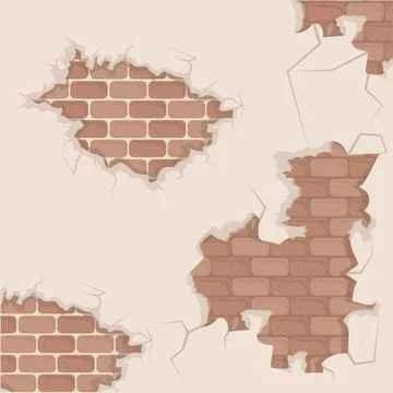 Bricks wall cracked Stock Illustration