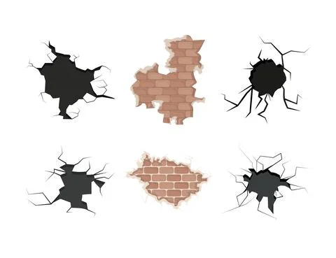 Bricks wall damaged Stock Illustration