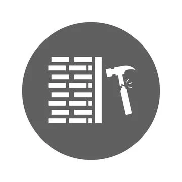 Bricks Wall Hammer Icon. Stock Illustration