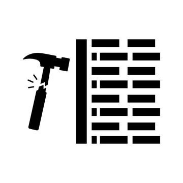 Bricks Wall Hammer Icon. Stock Illustration