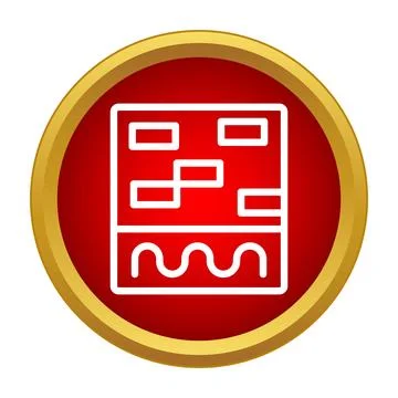 Bricks wall masonry icon in red circle Ilustración de archivo